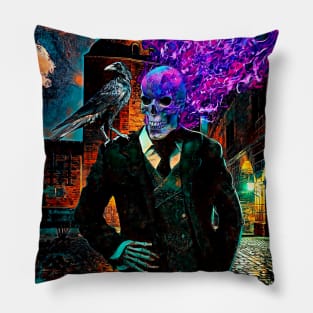 Undead in a tuxedo with a burning head Pillow