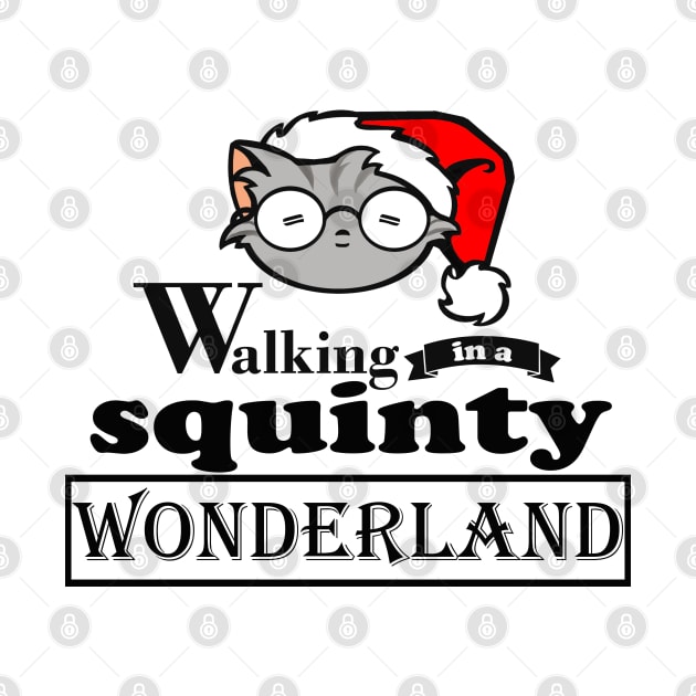 Walking in A Squinty Wonderland - Black Outlined Version by Nat Ewert Art