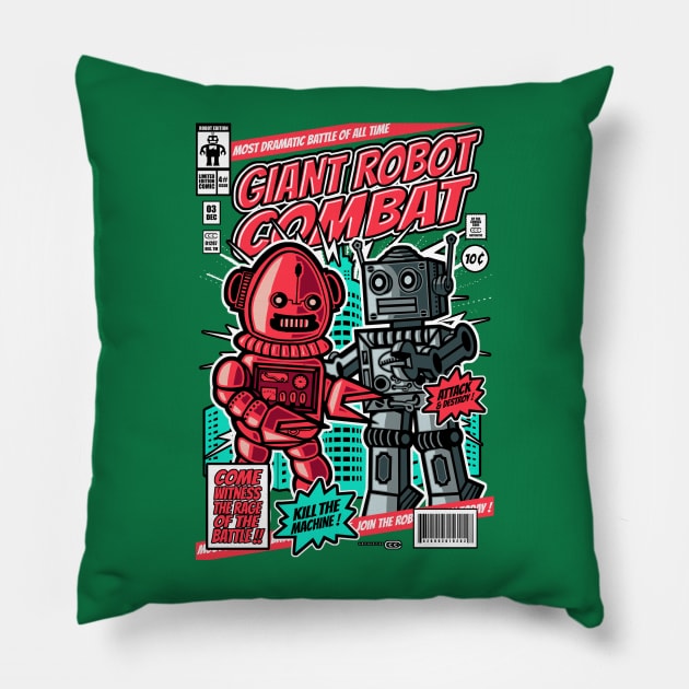 Giant Robot Combat Pillow by Dark Planet Tees