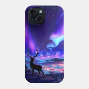 Deer Under Aurora Borealis Phone Case