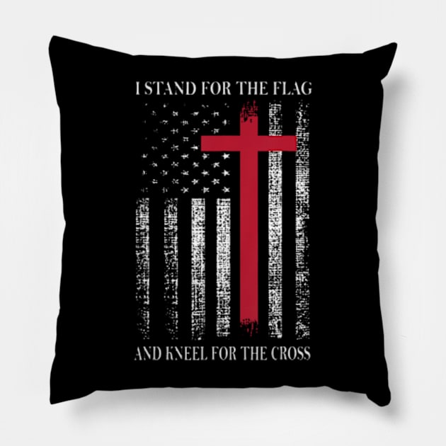 I Stand for the Flag and Kneel for the Cross  USA Flag Pillow by Daysy1