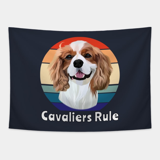 Retro Blenheim Cavalier King Charles Spaniel Gifts Tapestry by Cavalier Gifts