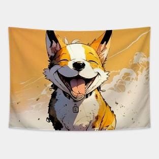 Pawsome: Happy Corgis Dog Smiles No. 3 Tapestry