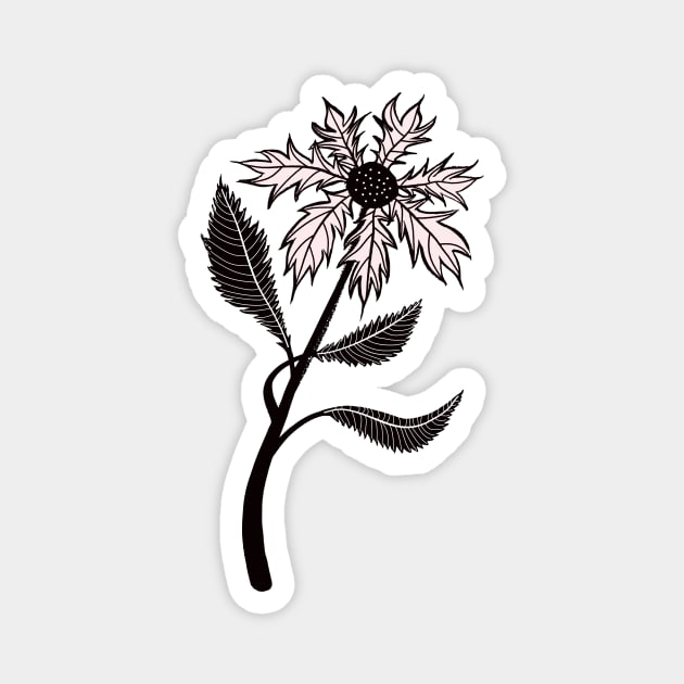 Weird Gothic Flower In Ink Graphic Magnet by Boriana Giormova