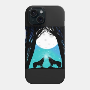 Wolf howling at the moon Phone Case