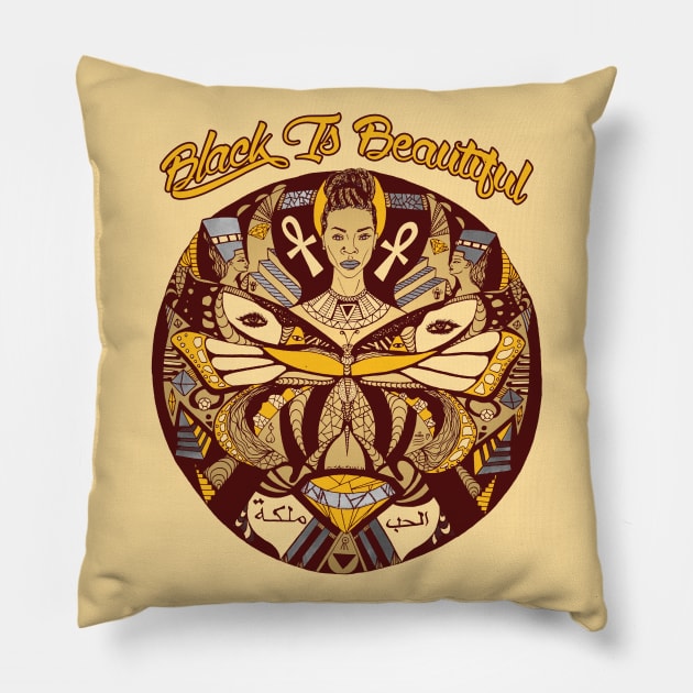 Champagne Butterfly Goddess  - Black Is Beautiful Pillow by kenallouis