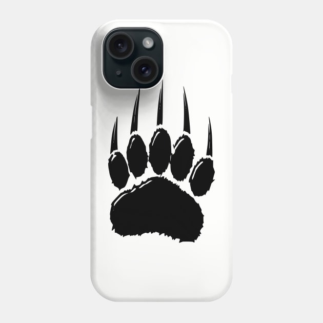 Shiny Black Bear Paw Print Phone Case by Braznyc