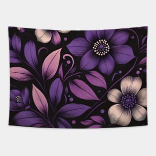 Violet Floral Illustration Tapestry