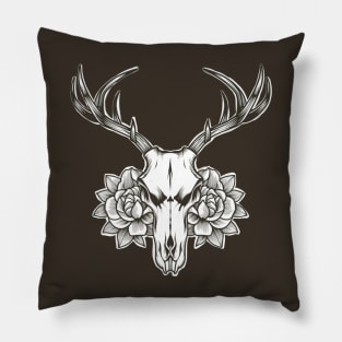 Oh deer! unisex Deer Skull with flowers Pillow