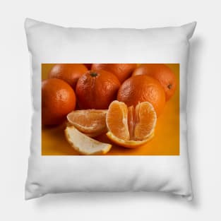 Oranges on a yellow background Pillow