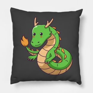 Cute little green dragon Pillow