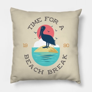 Summer Beach Coastal Ocean Nautical Pelican Pillow