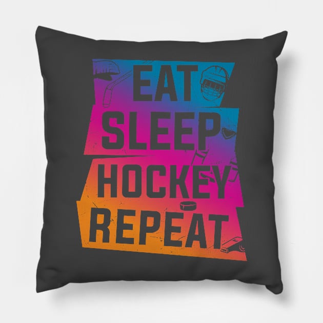 Eat Sleep Hockey Repeat Pillow by Rayrock76