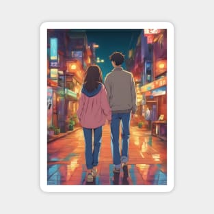 romantic anime couple Magnet