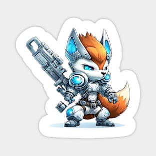 Armored Cute Snow Fox Holding a Riffle Magnet