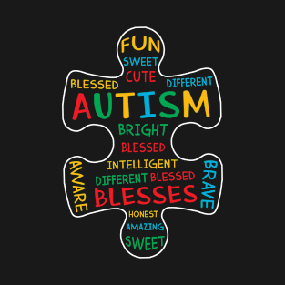 Autism Awareness Shirt Puzzle Piece Words Autistic T-Shirt