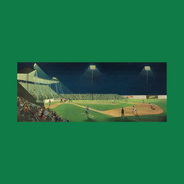 Vintage Sports, Baseball Game at Night by MasterpieceCafe
