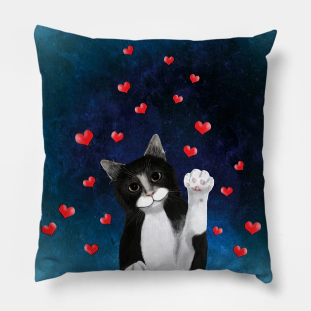 Loving Tuxedo Cat Cat Pillow TeePublic