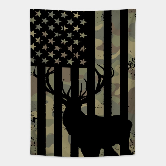 Camo Deer Hunter Flag Tapestry by Etopix