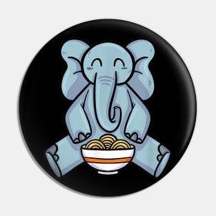 Cute Kawaii Elephant eating Japanese Food Ramen Noodles Pin