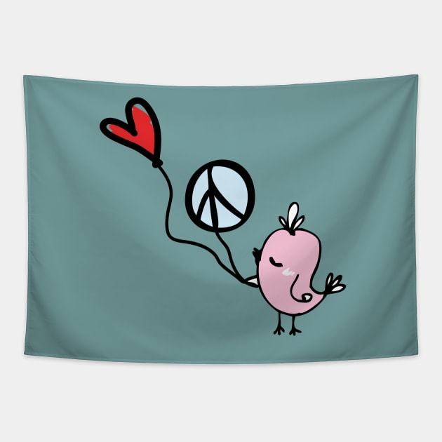 Love and Peace little Bird Tapestry by CindyS