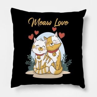 Meaw Lovers Cat cartoon: valentine's day ideas for lovers couples Pillow