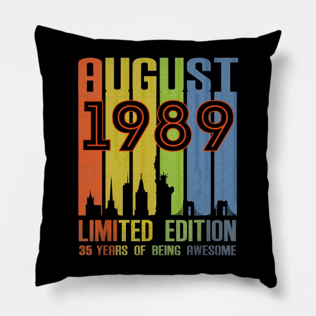 August 1989 35 Years Of Being Awesome Limited Edition Pillow by SuperMama1650