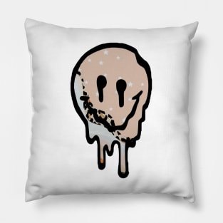 Leopard Drippy Smiley Face Pillow