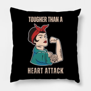 Tougher Than A Heart Attack Survivor Woman Pillow