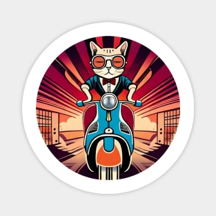 Cat on vespa Magnet