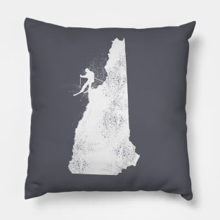 Ski New Hampshire Skier Distressed Illustration Pillow