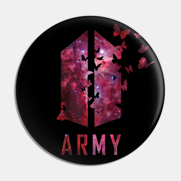 BTS Army logo with destructive butterfly (red galaxy) | Kpop Army Pin by Vane22april
