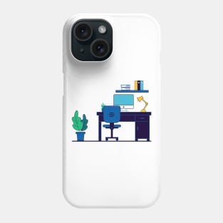 Desk flat illustration design Phone Case