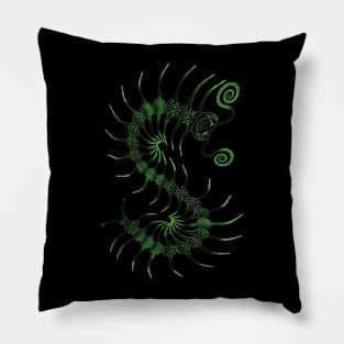 The Darkest Green Centipede Pillow