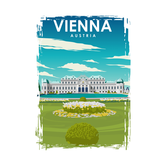 Vienna Austria Vintage Minimal Retro Travel Poster by jornvanhezik