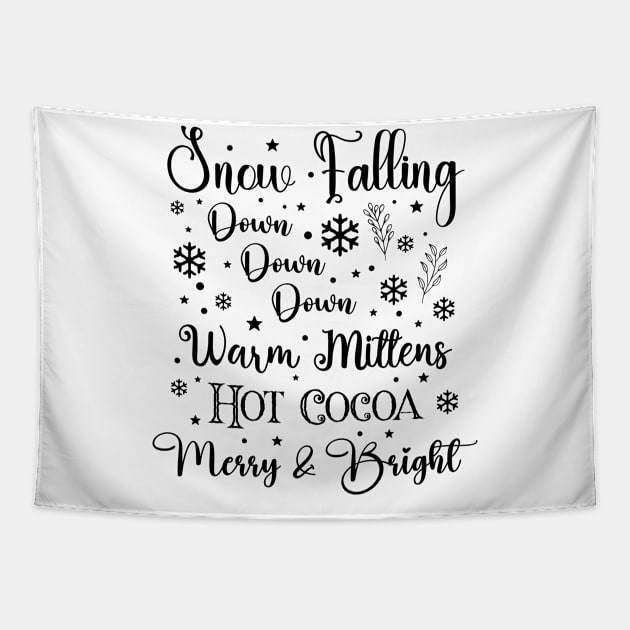 Snow is Falling in Dark Font Tapestry by Wizardbird