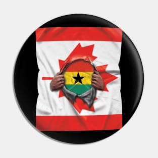 Ghana Flag Canadian Flag Ripped - Gift for Ghanaian From Ghana Pin