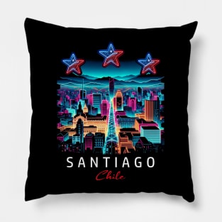 Santiago Chile Neon Cityscape Skyline Graphic Pillow