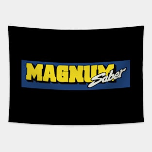 Tamiya Magnum Saber Sticker Logo Design with Blue Border Tapestry