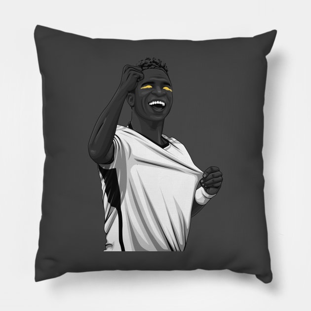 Vinicius Jr. Black and White Version. Pillow by Aldduardo