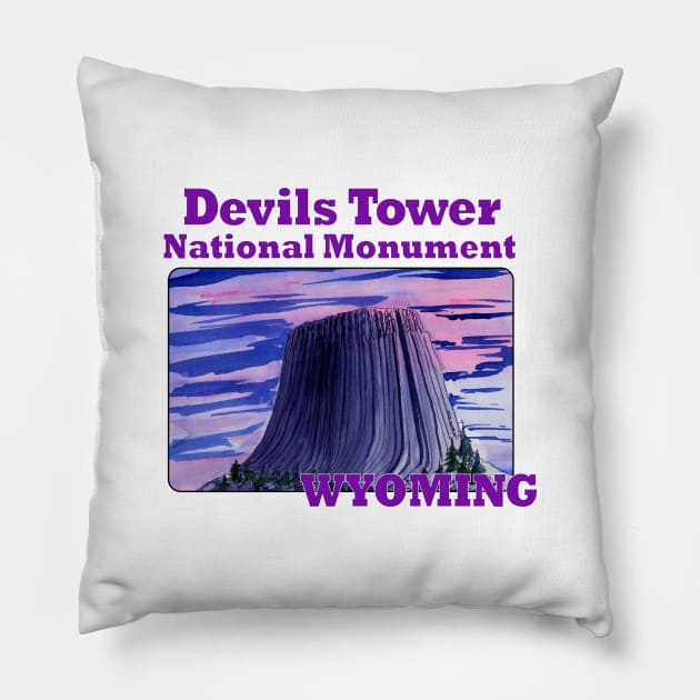 Devils Tower National Monument, Wyoming Pillow by MMcBuck