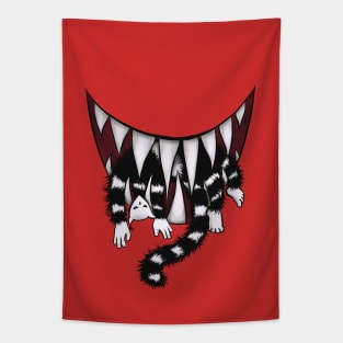 Sharp Teeth Monster Cat Eater Tapestry