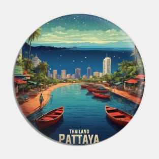 Pattaya Thailand Vintage Retro Travel Tourism Pin