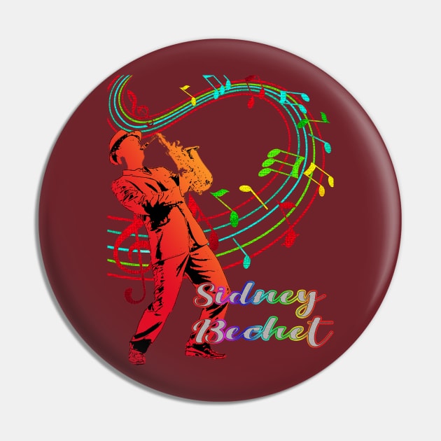 A Man With Saxophone-Sidney Bechet Pin by Mysimplicity.art