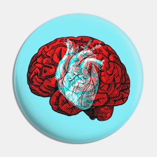 Brain&Heart Interactive Red&Blue Filter T-Shirt Pin