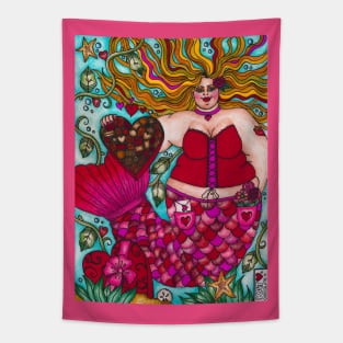 Valentine's Mermaid with Chocolates Tapestry