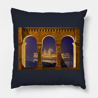 The Hungarian Parliament through the Fisherman's Bastion Pillow