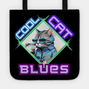 Stylish Cat with Harmonica: "Cool Cat Blues" Tote