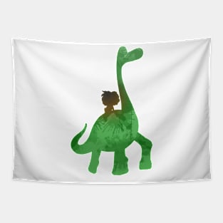 Boy and Dinosaur Inspired Silhouette Tapestry