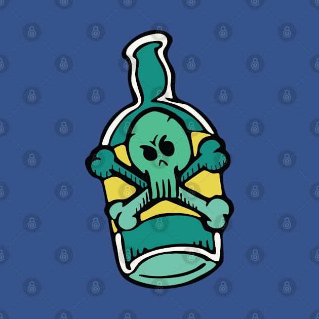 Green Skull and Bones Dangerous Poison Bottle by Cofefe Studio